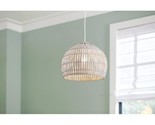 A+R Vale White Canopy with Light Gray Bamboo Shade Bell Hanging Pendant ... - $59.39