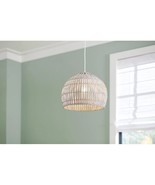 A+R Vale White Canopy with Light Gray Bamboo Shade Bell Hanging Pendant ... - £46.43 GBP
