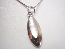 Slender Mother of Pearl 925 Sterling Silver Pendant - £4.72 GBP