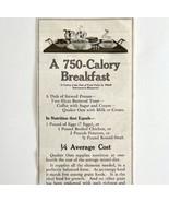 1917 Quaker Oats 750 Calorie Breakfast Advertisement Cereal LGADYC4 - $19.99