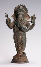 Ganesh - Ancien Thai Style Bronze Debout 4-Arm Ganesha Statue - 35cm/14 &quot; - £385.85 GBP