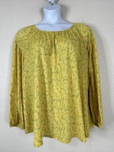 Ava &amp; Viv Womens Plus Size 2X Yellow Floral Stretch Top 3/4 Sleeve - £14.32 GBP