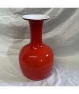 11&quot; Holmegaard Carnaby Per Lutken Denmark Glass Vase Red White Opal MCM ... - $691.84 CAD