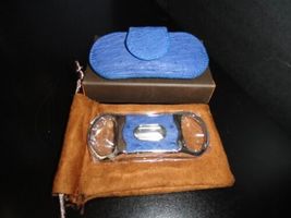 Brizard and Co Genuine Blue Ostrich V Cutter NIB image 2