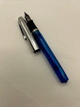 Vintage Sheaffer Fountain Pen Chrome &amp; Blue Plastic Translucent Body USA - $29.00