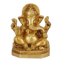 WORLD-WIDE SHOP Brass Ganesha Statue, Seated Lord Ganesh Murti, 4 Inch Height, G - £99.07 GBP