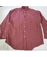 Vtg Nautica Mens Button Down Red White Window Pane Plaid Dress Shirt Men... - $17.09 CAD