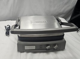 Cuisinart Griddler Deluxe GR-150 Double Griddle Plate Brushed Stainless W/ Pan - £56.77 GBP