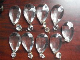 Lot of 9 Antique Tear Shape Glass Chandelier Glass Prisms 2 5/8&quot; Tall - $45.54