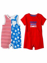 BABY ROMPER, TANK + TEE WOWZER RED/STARS &amp; STRIPES, SIZE: NB OR 0-3 M CA... - $1.00
