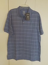 Izod Mercerized 100% Cotton Ss Blue Plaid Polo SHIRT-&quot;WINTER LAKE&quot;-M-NWT-$48 - £6.03 GBP