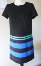 Ann Taylor LOFT 4 Striped Black Colorblock Ponte Short Sleeve Shirt Dress - £19.74 GBP