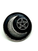 Pentacle &amp; Moon Enamel Pin Badge Punky Attitude Gothic Emo Pagan Wiccan - £3.06 GBP