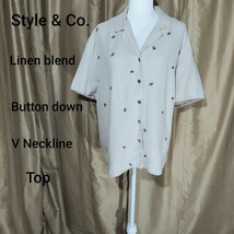 Style &amp; Co. Beige Linen Blend Button Down Size 22W - £8.79 GBP