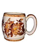 Rare Vintage CLINCHFIELD POTTERY STONEWARE HAND PAINTED BARREL MUG Flora... - $26.00