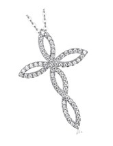 Knot Cross Necklace for Women 14K Gold/18K White CZ - £40.08 GBP