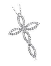 Knot Cross Necklace for Women 14K Gold/18K White CZ - $50.02