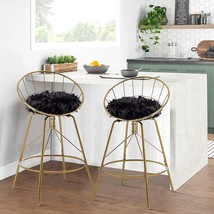 Alunaune 26Inch Swivel Metal Bar Stools Gold Bar Chairs Set Of 2 Black, Gold. - £130.11 GBP