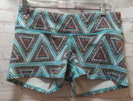 Tough Mode Women Athletic Shorts Cross Fit Workout Large L Tribal Triangle teal - £10.11 GBP
