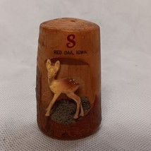 Red Oak Iowa Deer Salt Shaker Wooden Exposed Bark 2.75&quot; Tall - £6.24 GBP