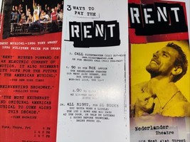 Rent Broadway Musical  Advertising Flyer Pamphlet, Nederlander Theater - £14.10 GBP