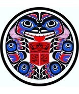an 8" x 8" Diamater Old Tin Sign Totem Pole Art Face Native Design Alaska - $17.59
