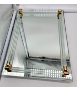Vintage Art Deco Mirror Vanity Tray With Brass Accents11 x 8 inches - $13.10