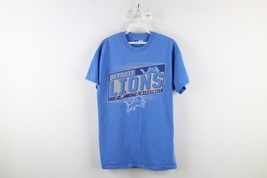 Vintage Mens Medium Distressed Spell Out Detroit Lions Football T-Shirt Blue - £27.06 GBP