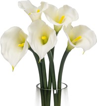 Duyone Artificial Flowers Calla Lilly 25.6&#39;&#39; Large Latex Fake Bouquet, White - £29.22 GBP