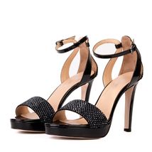 The Mars Platform Heel Black Leather Women's Sandal image 2