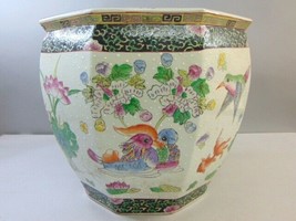 Decorative Chinese Porcelain Octagonal Planter Fish Pot E682 - £155.34 GBP