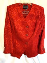Executive Collection Vintage Red Suit Straight Skirt And Jacket 12P Lined - $44.00