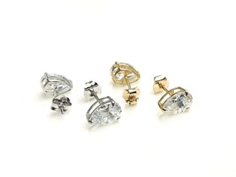 14K Yellow/White Gold Created Diamond 0.50CT-1.50CT Pear Shape Stud Earrings - £34.84 GBP