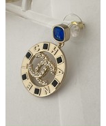 VIP Gift Chanel earrings Gold CC Crystals Blue Drop Dangle - $99.00