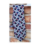 Christian Dior La Chemise Geometric Floral Silk Tie Gray Blue Red - $47.86 CAD