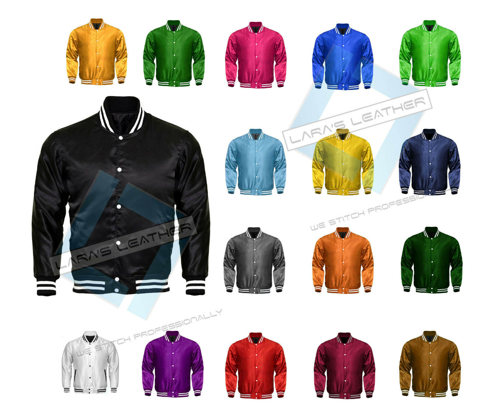 High Quality American College bomber Varsity Satin Jacket in 50+ color (XS-7XL)