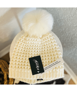 KYI KYI Faux Fur Pompom Classic Wool Beanie Hat, Ivory, One Size, NWT - $67.01 CAD