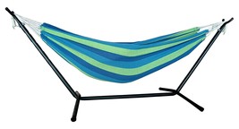 Blue And Green Stripe Classic 2 Person Hammock With Stand - £168.40 GBP