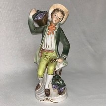 Vintage #1258 Homco Tuscany Boy Basket of Grapes Porcelain Bisque Figurine - £31.15 GBP