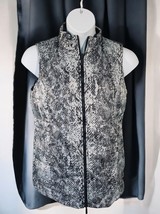 Chicos Zenergy Womens Reversible Zip Puffer Vest Medium Black  Gray Snake Print - $38.51