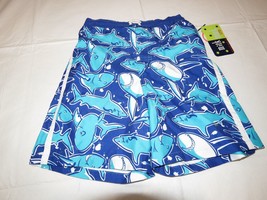Boys Youth Mick Mack 6 swim trunks shorts blue Sharks UPF50+ UV Protection - $29.69