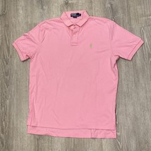 Ralph Lauren Polo Shirt Mens Large L Pink Green Pony Long Tail EUC - £13.78 GBP