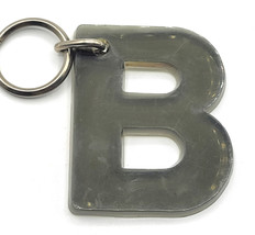 Large Letter B Key Chain Ring Smoky Dark Color Acrylic Vintage 3&quot; Tall - £15.16 GBP