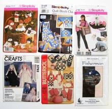 Lot of 6 Sewing Patterns Dolls/Toys, Holiday Decos, Quilt, Pillow, Bags, Kitchen - £11.99 GBP