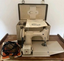 Rare 1960’s Singer Tan Featherweight 221J Sewing Machine Case Papers 221... - $1,479.43