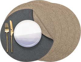 Textile Burlap Linen Placemats Dual-Sided Placemats Set of 6 Place Mats Non-Slip - £26.35 GBP