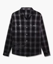 NWT Ksubi Consciousness Plaid Print Flannel Shirt Men&#39;s Size XL Ombre Gray Black - £132.07 GBP