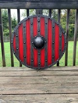 Viking Shield Fenrir Red Wolf Authentic Battleworn Viking Wooden Shield - £97.11 GBP