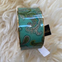 Vtg BROOKS BROTHERS blue green paisley brass gold tone bracelet - $55.44