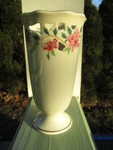 Lenox Vase Porcelain Barrington Collection Pink Floral Design Pierced 7&quot; Vintage - £18.66 GBP